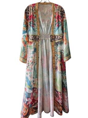 Miss Rosier Tropical Floral Maxi Dress/Kimono Size Large